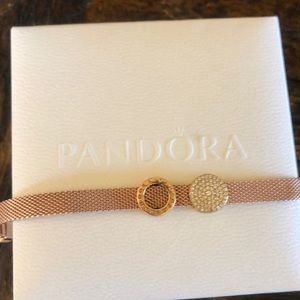 Rose gold pandora bracelet with charm